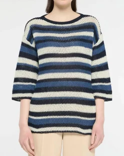 Pull 100% Lin Gentile bleu/multicolore