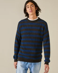 Pull 100% Lin Nect rayé bleu