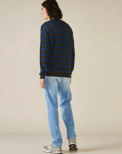 Pull 100% Lin Nect rayé bleu