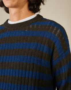 Pull 100% Lin Nect rayé bleu