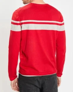 Pull à rayures rouge/gris