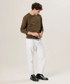 Pull Aaron 100% laine col rond marron écorce