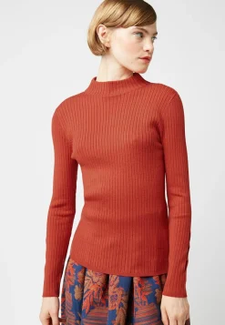 Pull, Abelle col montant ouvertures orange rouille