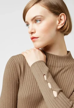 Pull, Abelle col montant ouvertures marron camel
