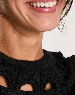 Pull ajouré Pointelle noir