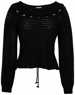 Pull ajouré Pointelle noir