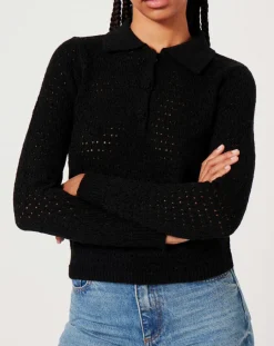 Pull ajouré Pointelle noir