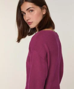 Pull Alanis 100% laine jacquard rose fuchsia