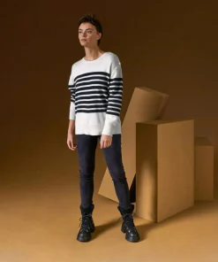 Pull Albane, mariniere, boutons rodier blanc