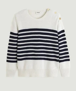 Pull Albane, mariniere, boutons rodier blanc