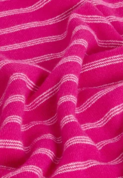 Pull Aliénor 100% Cachemire col rond rayé rose tonique