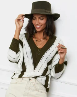 Pull Anna kaki/blanc