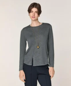 Pull Asuncion 100% laine col rond gris plomb