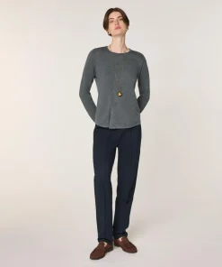 Pull Asuncion 100% laine col rond gris plomb