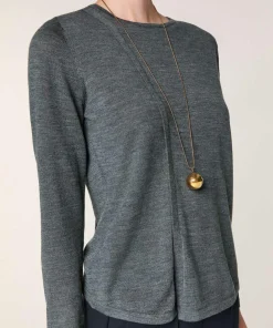 Pull Asuncion 100% laine col rond gris plomb