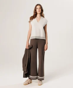 Pull Aurély manches courtes col V blanc écru