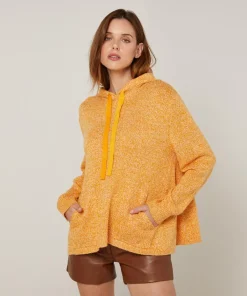 Pull Ayumi à capuche chiné jaune