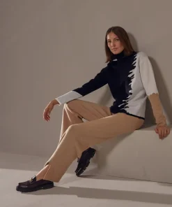 Pull Azalée, jacquard, col roulé noir