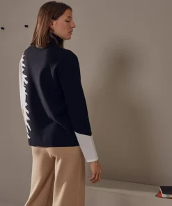 Pull Azalée, jacquard, col roulé noir