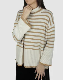 Pull Billie rayé camel