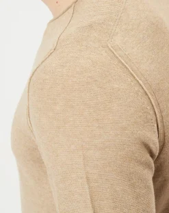 Pull bi-matière beige