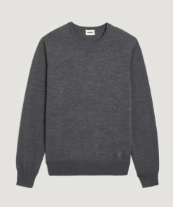 Pull Brice 100% laine col rond gris foncé