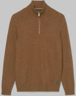 Pull Camionneur en Laine & Coton mélangés marron