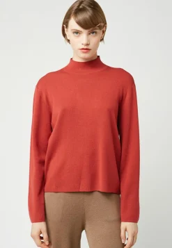 Pull Camélia col montant orange rouille
