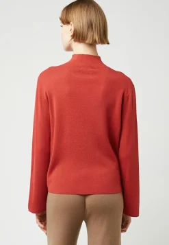 Pull Camélia col montant orange rouille