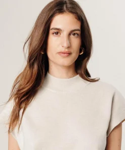 Pull Cerise manches courtes col monta blanc écru