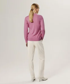 Pull Chimène 100% laine cache-coeur rose bonbon