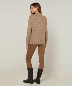 Pull chiné Leonarde col montant marron