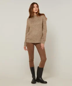 Pull chiné Leonarde col montant marron