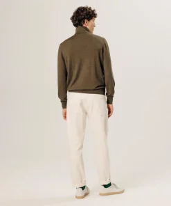 Pull Christophe 100% laine col rond marron écorce