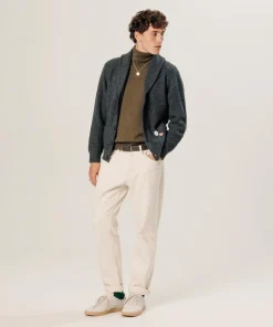 Pull Christophe 100% laine col rond marron écorce