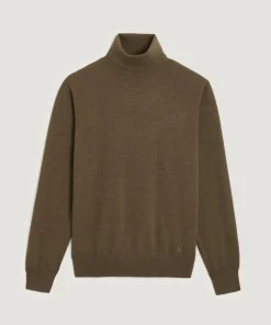 Pull Christophe 100% laine col rond marron écorce