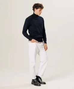 Pull Clément 100% laine col rond bleu nuit