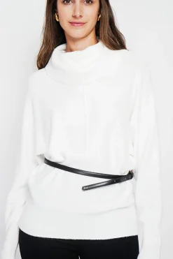 Pull col boule naturel