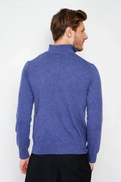 Pull col camionneur bleu jeans