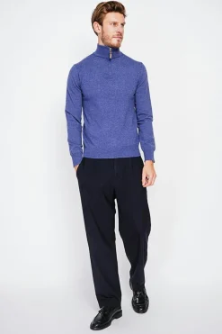 Pull col camionneur bleu jeans