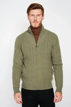 Pull col camionneur kaki