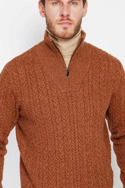 Pull col camionneur marron