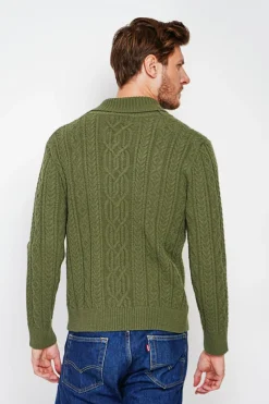 Pull col châle kaki