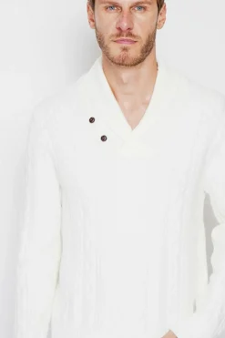 Pull col châle naturel