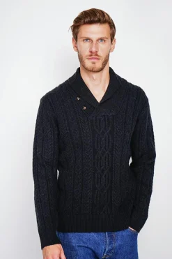 Pull col châle noir