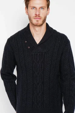 Pull col châle noir