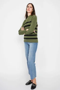 Pull col montant ajouré kaki