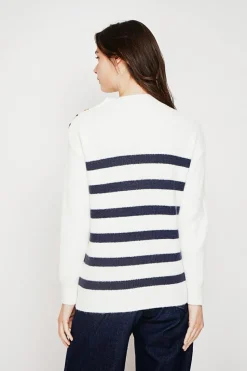 Pull col montant ajouré naturel