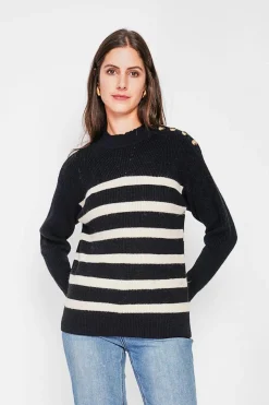 Pull col montant ajouré noir