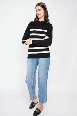 Pull col montant ajouré noir